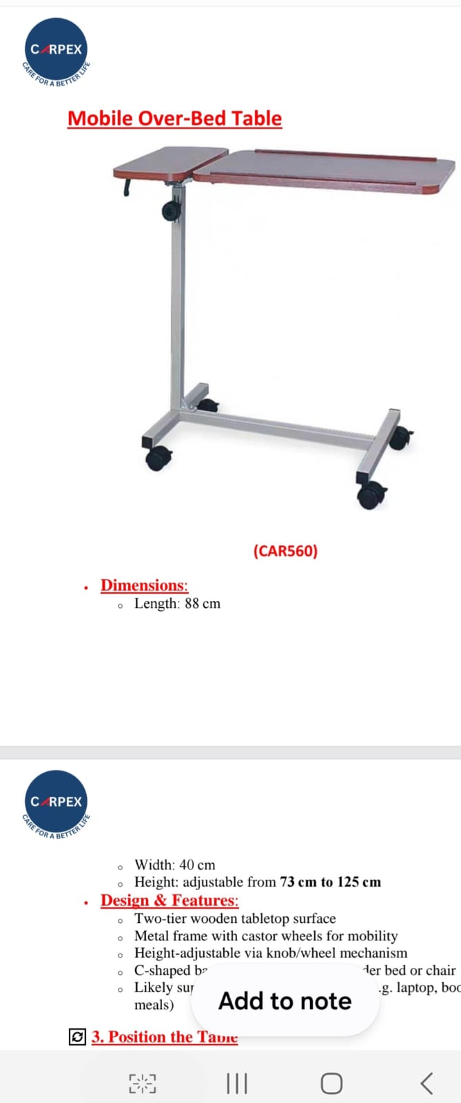 tabel bed medical